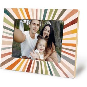 KRHFG Boho Sun Picture Photo Frame 5x7, Boho Home Room Decor, Abstract Retro Sunshine Picture Frames for Girls Boys Kids Room Nursery Desk Tabletop Wall Display Decoration