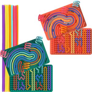 2Packs Sensory Activity Board, Silicone Fidget Toy Sensory Fidget Toys for Kids, Silicone Fidget Toy Sensory Fidget Toys for Kids Stocking Stuffers for Adults (Green+orange)