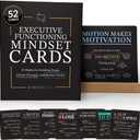 Executive Functioning Mindset Cards 52 Daily Habit Cards for Focus, Organization & Follow Through For Kids, Teens & Adults Includes Wooden Display Stand, Gift for Teachers and Parents
