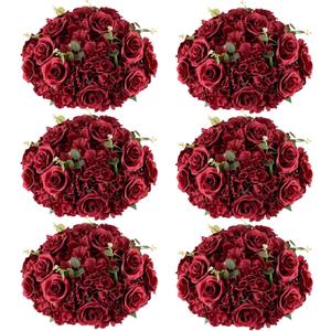 Burgundy Flowers Balls for Centerpieces: 15.7in Diam, Set of 6
More Stable With Base Design, Large Rose Flowers Arrangement for Weddings, Reception Decor for Couples, Newlyweds