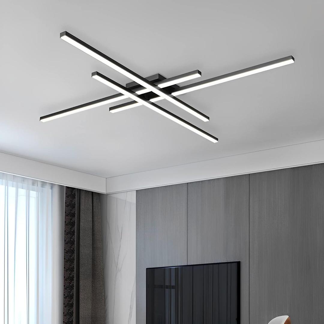 Modern Light Fixture, Modern LED Ceiling Lights, Ceiling Light Fixture for Hallway, Entrance, Cafe,Living Room, Bedroom, Corridor, Porch, Passage Light Fixtures (Black (4-Lights))