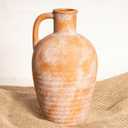 Terracotta vase with Handle, 10inch Boho Unique Textured Pottery, Farmhouse Antique Decorative Ceramic vases for Flowers, Centerpieces, Living Room. (Rustic Jug-Terracotta)