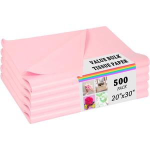 500 Sheets of Pink Tissue for Gift Bags - Bulk Wrapping Tissue, 20 X 30 Inches. Ideal Pink Packaging for Gift Wrap, Filler, Crafts, DIY Projects, Weddings, Birthdays, Baby Showers, Valentine's Day