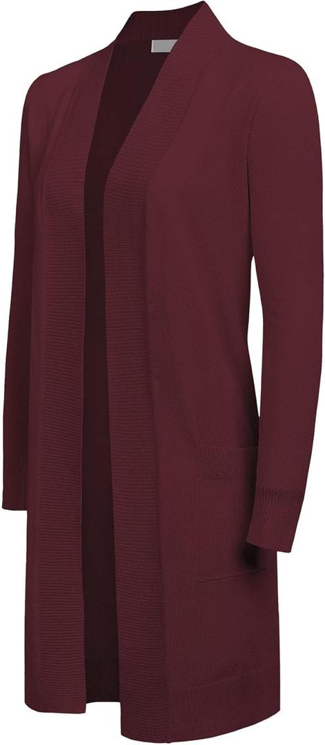 G-Style USA Women's Casual Lightweight Open Front Knit Cardigan Sweater with Pockets (Red, S)