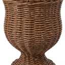 Handwoven Boho Wicker Planter Basket, Woven Decorative Storage Basket and Planter for Porch Patio Backyard Home Garden (Brown)