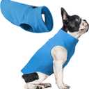 Fleece Dog Sweater Vest, Soft Warm Stretchy Pullover Winter Dog Jacket Clothes for Dogs with D Ring Leash (Blue,S)
