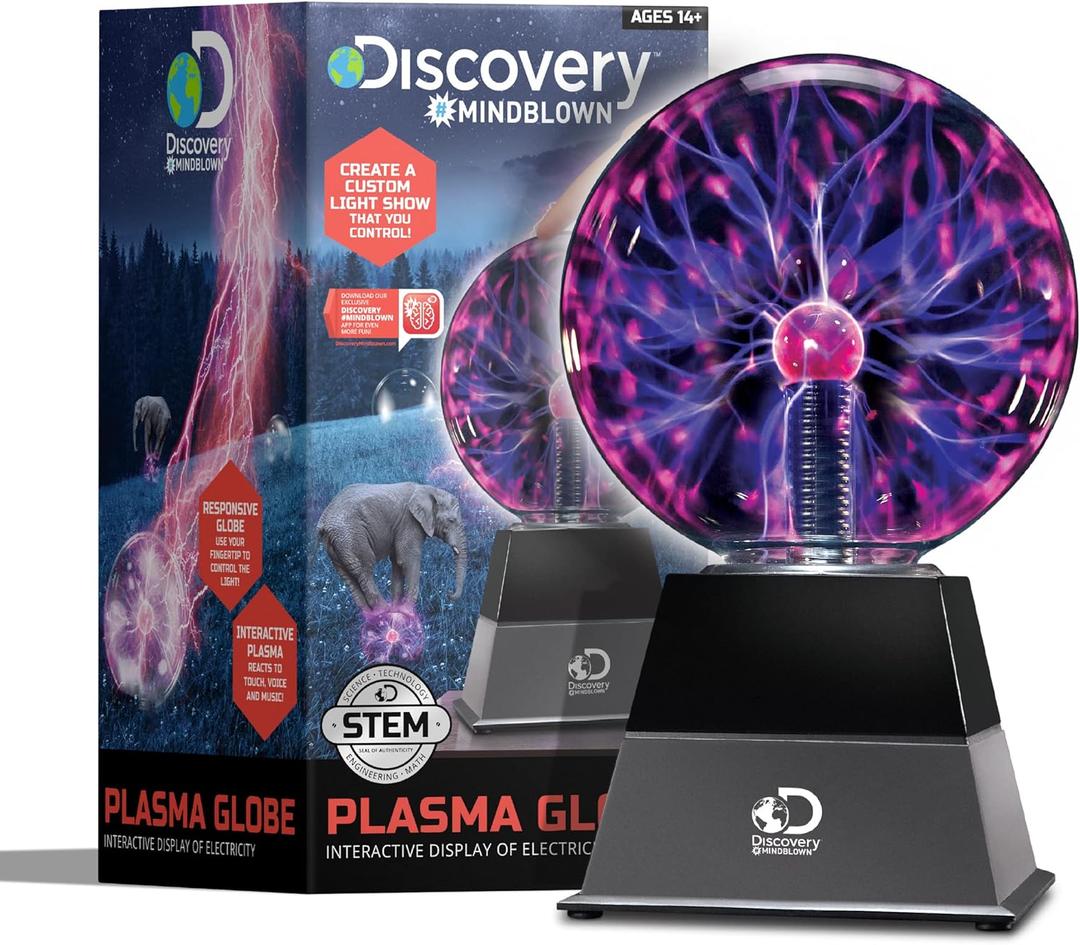 Discovery #MINDBLOWN Plasma Globe Lamp - Touch and Sound Sensitive Lightning, Electric Plasma Ball Interactive Novelty Toy, Bedroom & Desktop Home Dcor, Tesla Coil Light Plasma Orb