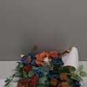 Ling's moment 2pcs Fall Wedding Artificial Floral Swag Welcome Sign Flowers Backdrop Garland Teal & Burnt Orange for Ceremony Reception Door Wall Home Decorations Entryway Outdoor Board Table Decor