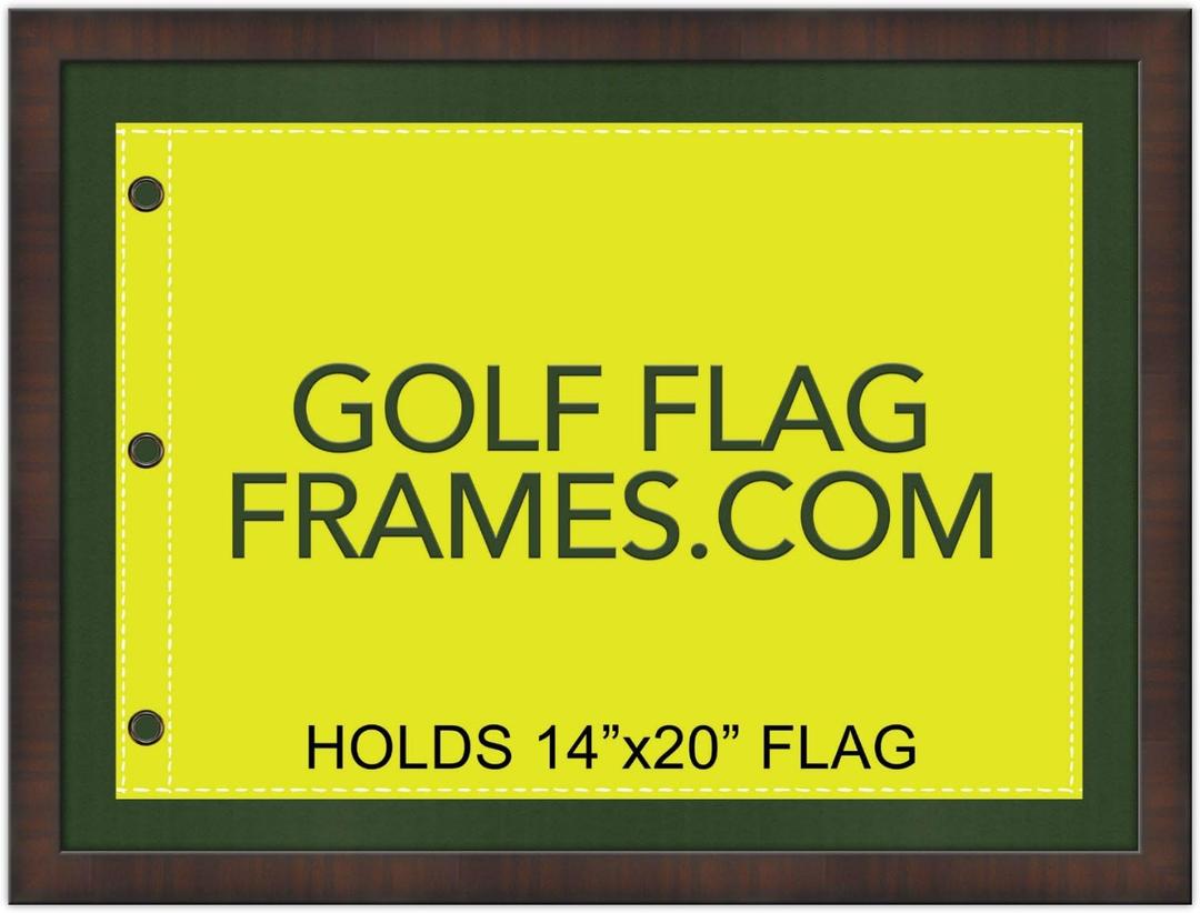 17x23 Walnut Brown Golf Flag Frame, Moulding Brn-001, Green Mat (Holds 14x20 PGA, Ryder Cup, US Open Golf Flags, Flag Not Incl.)