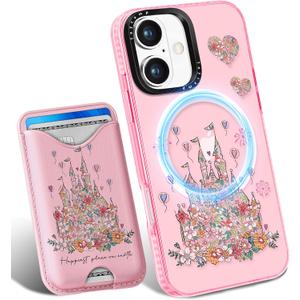 Toycamp for iPhone 17 Case - Compatible with Magsafe Credit Card Holder Wallet Magnetic Cute Women Teen Girls Kawaii Girly Unique Castle Design Phone Cover for Apple 17 Air