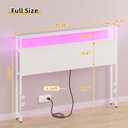 Merronix Full Sized Headboard with 2 Tiers Storage Shelves, Sturdy and Stable Headboard with Charging Station, USB Ports and LED Light for Full Bed Frame, White