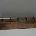 Coat Rack with Wall Mount, 24 Inch Long Entryway Wall Shelf with Hooks, Wood Hanger with Storage Shelf for Bathroom, Hallway, Rustic Brown Black
