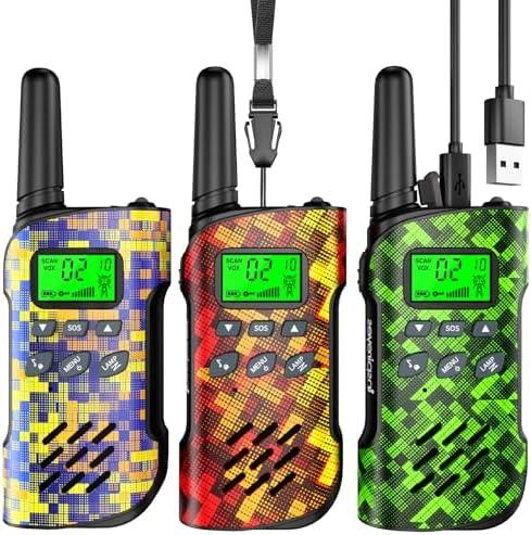 Inspireyes Walkie Talkies for Kids, Rechargeable Long Range 3 Pack, Camouflage Kids Toys for Boys Girls Ages 3-12, 2 Way Radio Toy, Outdoor Adventure Toys, Camping Hiking Gear, Birthday Gifts for Kids