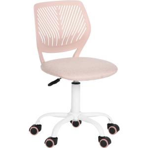 FurnitureR Writing Task Chair for Teens Boys Girls 360 Rolling Wheels Fabric Soft Pad Seat Breathable Backrest, Height Adjustable Liftup 29.5"-34.3", Morandi Pink