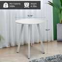 Meluvici Outdoor Side Table - Weather Resistant Patio Table, Round Metal Steel, Waterproof End Table for Garden, Balcony, Yard, White, 15.76"x19.7"