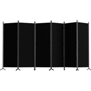Room Divider 6-Panel Privacy Screen, Portable Screen Steel Frame with Hook&Loop for Home, Office, Classroom, Studio, Meeting (Black)