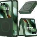 Case for Motorola Razr+ 2025/Razr+ 2024 Magnetic Cover,Moto Razr Plus 2025/Razr Plus 2024 Phone Case,Slim-Fit Hard PC Bumper Shockproof Silicone Protective Cases,Green