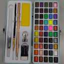 ARTISTRO 50 Color Watercolor Paint Set - Portable Paint Art Kit with Palette and Brush Pens - Travel Water Color Set for Adults, Professionals, Kids - Art and Painting Supplies - Gift Idea