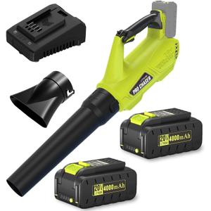 Pro Chaser Battery Powered Cordless Blower - 380 CFM with 2 X 4.0Ah 20V Batteries & Fast Charger, Lightweight Electric Leaf Blowers, 2 Variable Speed, Ideal for Yard, Patio & Sidewalk (Green)