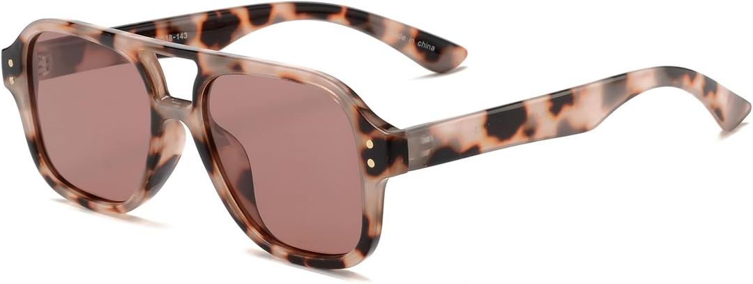 OUWEN Retro Polarized Square Aviator Sunglasses Womens Mens, Trendy Designer Rectangle Sun Glasses 70s Shades OW2239