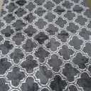 Shag Area Rug 5x7 Feet Extra Soft Rugs for Living Room, High Pile Indoor Carpet for Bedroom, Playroom, Nursery, Home Decor, Geometric, Dark Grey/White