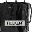 HULKEN - Large Black, Reusable Grocery Bag On Wheels, Holds 66 lb Smart Fold, Elastic Closure, Fits 5 Grocery Bags, Unbreakable Handles, Lightweight.The OG Rolling Tote, Black
