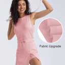 Womens Workout Romper Tennis Dress Built in Shorts Onesie Open Back Jumpsuits Athletic Dresses(0438-LightPink(FabricUpgrade)-M)