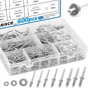 304 Stainless Steel Pop Rivets with Backup Rivets Washers Assortment Kit
