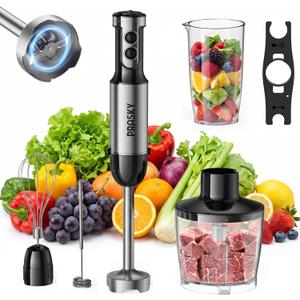 Immersion Blender Handheld 1200W, 20-speeds Immersion Hand Blenders, Hand Mixer with Mining Beaker,Chopper,Whisk, Frother and Stick Blender Suitable for Kitchen, Protein Shakes and Baby Food