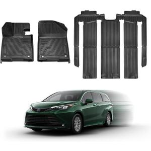 Fit for 2021-2024 2025 2026 T-oyota Sienna 7 Passanger Floor Mat 3 Rows Liner, All-Weather 3D Custom Interior Car Mats Compatible for Toyota 2021 2022-2024 2025 2026 Sienna Accessories7 Passenger