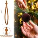 100 Pcs Christmas Velvet Ornament Strings Adjustable Ornament Hooks Non Slip Hangers Hooks Tree for Christmas Tree Decorations(Brown)