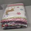 3-Piece Christmas Quilt Set King Size Cozy Xmas Snowflake Reindeer Bedding Sets Soft Christmas Bedspread, Holiday Santa Quilt Coverlets Set with 2 Pillow Shams,Red Green White