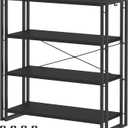 HCHQHS Bookshelf, 4-Tier Industrial Bookcase, Black Open Book Shelf, Freestanding Tall Bookshelves with Metal Frame