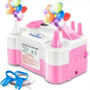Anordsem Electric Balloon Air Pump: Polypropylene Plastic Case with Dual Nozzle - Quick Inflating for All Balloons at Home - Blower Machine Knotter/Ribbon for Parents Party DIY Decoration (Pink)