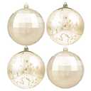XmasExp Large Christmas Ball Ornaments,4pcs Champagne Giant Shatterproof Plastic Hanging Mercury Xmas Ball Decorations Christmas Tree Ornaments (Champagne Gold, 3")