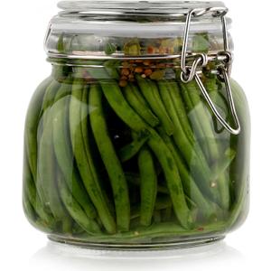 Glass Jars with Airtight Lids Food Storage Jars Leak Proof Canisters with Clear Preserving Seal Wire Clip Fastening for Kitchen Canning Pickling [25 oz]