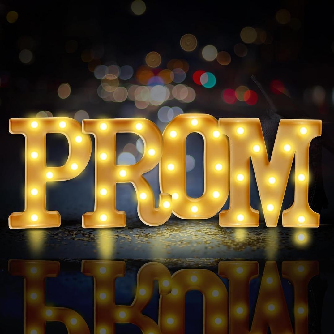 Prom Decorations 2026, 4 Pcs LED 3D Extra Large Light Up Letter Signs, Marquee Light Letters for 2026 Graduation & Prom Party Supplies(White)