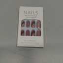Press on Nails Short Almond Brown Fake Nails with Pink Design fake nails for Women Girls Acrylic False Nails Reusable stick on nail Full Cover Manicure Press on Nail for Wedding 24Pcs