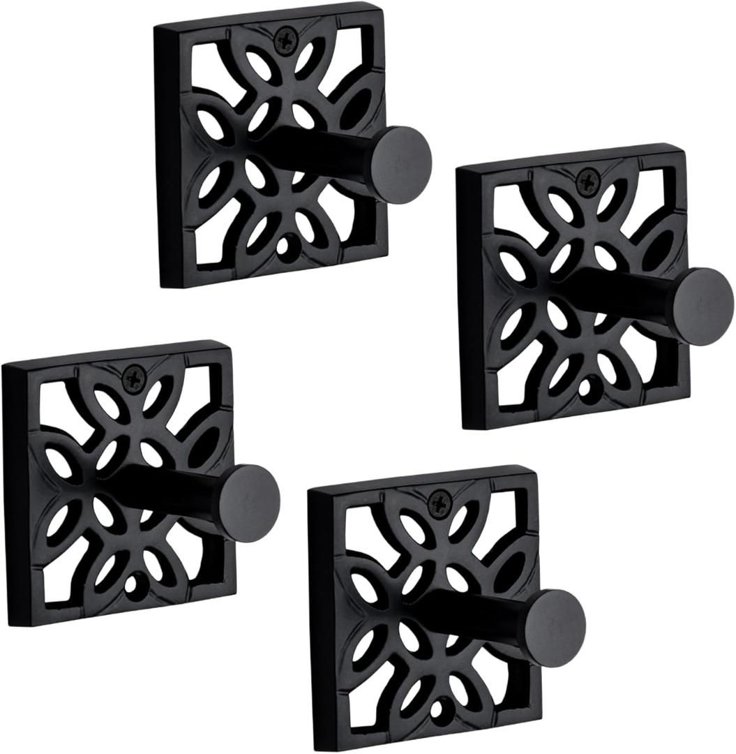 Autumn Alley Black Bathroom Towel Hook Robe Hook Wall Mounted - Wall Hooks for Towel, Robe, Coat, and Door Hooks for Bathroom Rustproof Modern Unique Style, 4 Pack