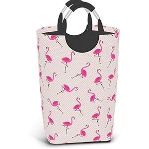 Duduho Large Laundry Basket with Handles, Tropical Pink Flamingos Laundry Hamper Toys Storage Organizer Foldable Bucket Washing Bin Dirty Clothes Bag for Home Bathroom Bedroom Dorm Flamingo