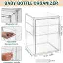 Baby Bottle Organizer, 3 Tiers Acrylic Bottle Storage Organizer Container, Clear Plastic Bottle Station Organizer with 2 Adjustable Dividers for Kitchen Countertop, Bathroom, Cabinet, Vanity (Large)