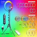 Bower Ring Light with Stand. 16 inch RGB LED Light, 62" Tripod Phone Holder, Wireless Remote, 16 Special Effects/9 Colors/3 White Lights for Selfie, Live Stream, Makeup, YouTube, TikTok, Videos