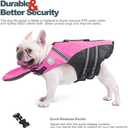 Petglad French Bulldog Life Jacket, Life Vest with Chin Float Rescue Handle for Corgi Pug, Adjustable High Visibility Flotation Swim Vest for Swimming Boating (Pink, Chest Girth 16.5"-29.5")