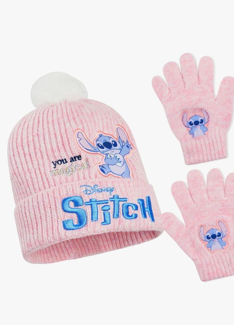 Disney Beanie Hat and Gloves Set for Girls & Teenagers, 6-14 Yrs, 2 Piece Set for Outdoor or Travel, Winter Gifts for Girls