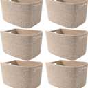 6 Pack Woven Rope Baskets,12.6"9"7.8" Storage Bins for Toys/Books/Towels/Clothes Organizer & Shelf Boxes,Gifts Baskets Empty for Nursery/Living Room/Nursery/Bedroom/Home Decor,Brown