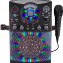 Singing Machine Karaoke Machine for Kids and Adults with Wired Microphone - Built-In Speaker with LED Disco Lights - Wireless Bluetooth, CD+G & USB Connectivity - Black