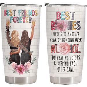 34HD Best Friend Tumbler with Lid, 20oz Insulated BFF Drinking Cup, Another Bonding Year Coffee Mug, Best Friends Gifts, Bestie Gifts for Birthday Mothers Day Christmas