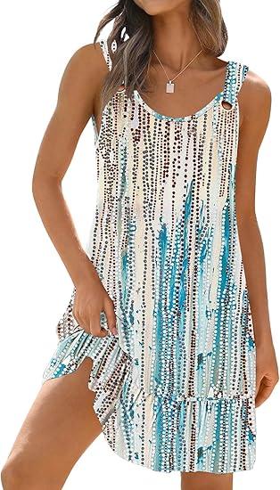 Disamer Womens Sundresses 2025 Vacation Beach Dresses Swimsuit Cover Ups Sleeveless Button Down Spring Sun Summer Dress M
