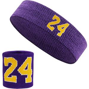 Basketball Wristbands Sweatbands Kit Sweat Bands Sweat Absorbing Head Band for Party Accessories (One Size, Purple)