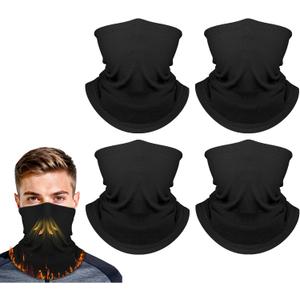 Fivali Winter Neck Warmer Gaiter: 4 Pack Windproof Face Cover Cold Weather Protection for Men Women Fleece Scarf for Skiing (One Size, Black)